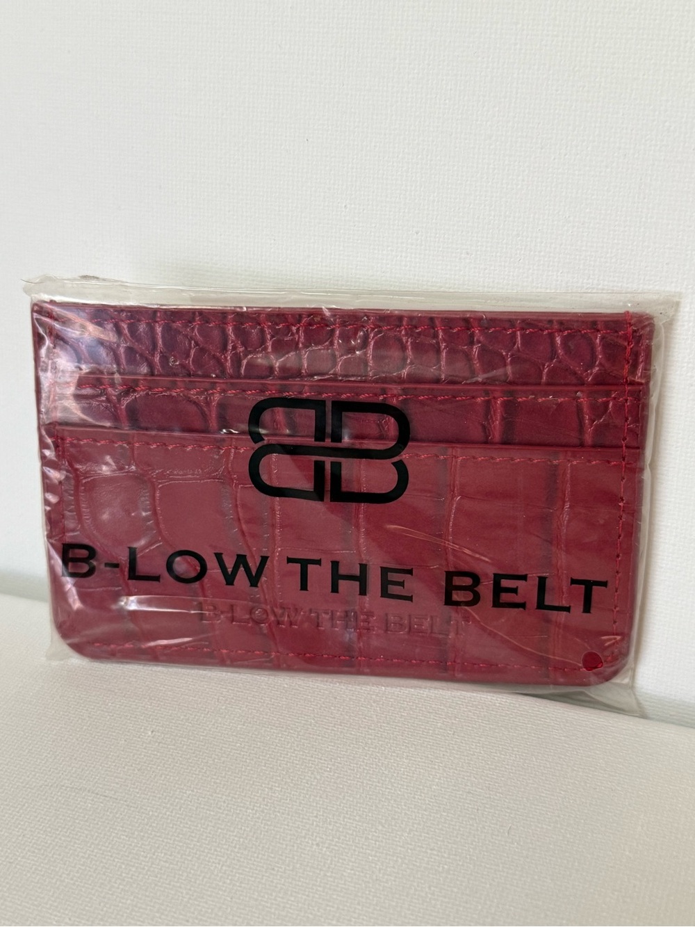 B-Low the Belt Red Croc-Embossed Card Holder